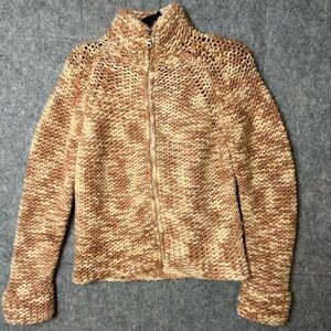 J. Crew Woman Size‎ Large Wool Blend chunky knit full-zip sweater